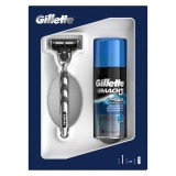 GILLETTE подарочный набор Mach3 Станок для бритья с 1 сменной кассетой + Гель для бритья Экстракомфорт 75 мл